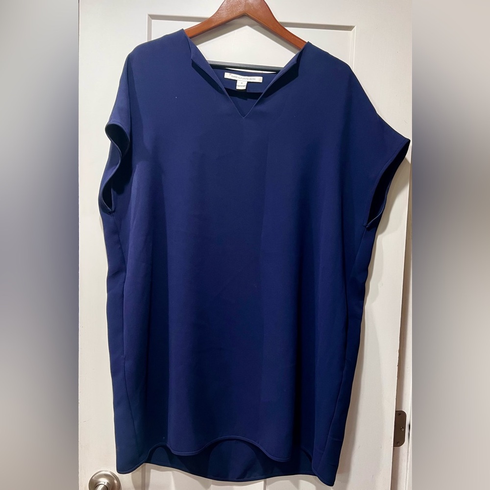 Diane Von Furstenberg Kora Oversized Navy Shift Dress pockets M - Picture 4 of 6